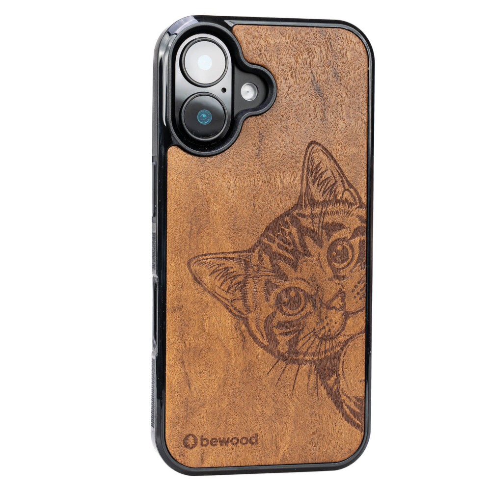 Drewniane Etui Bewood do iPhone 17 CAT LOVER IMBUIA (2)