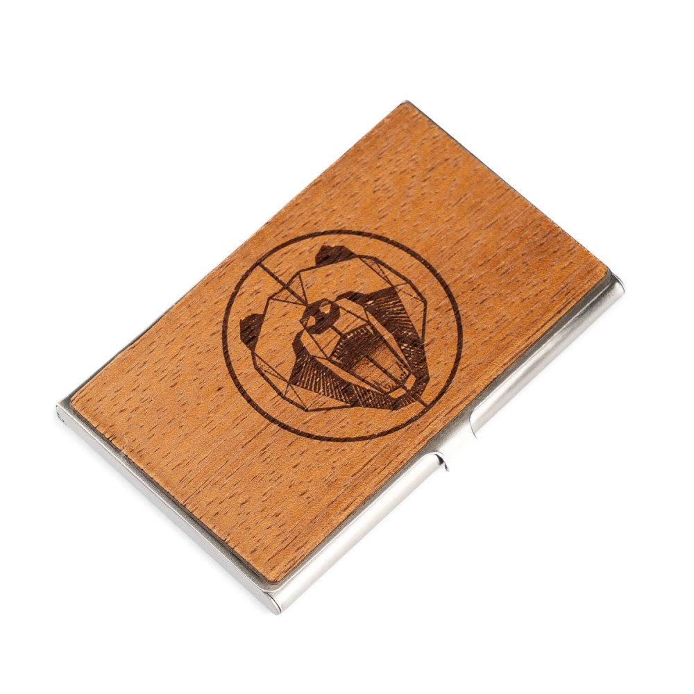 Business Card Holder Inox Bear Merbau (1)