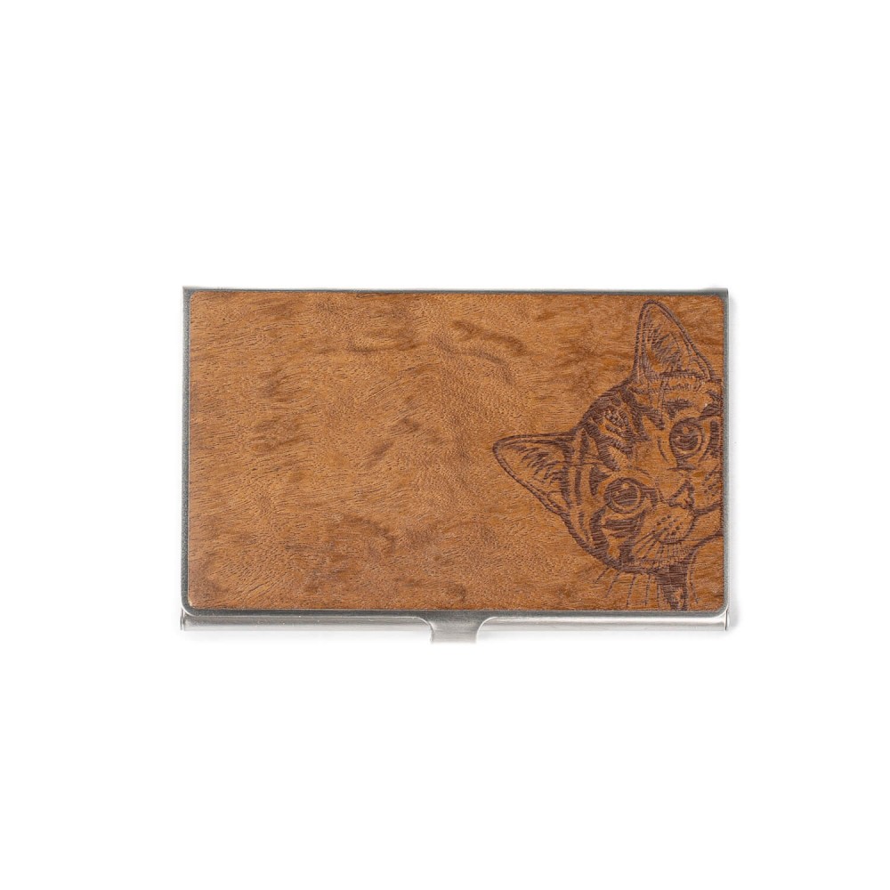 Business Card Holder Inox Cat Lover Imbuia (2)