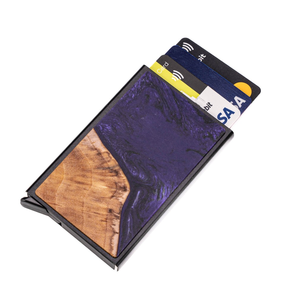 Bewood Unique Black Credit Card Case Violet (1)