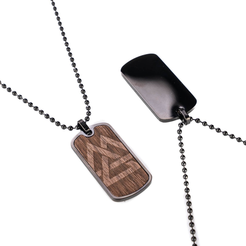 Dog tag Bewood Triangles  American Walnut Black (2)