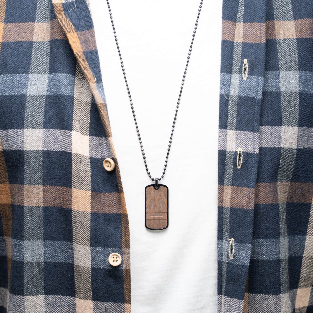 Dog tag Bewood Triangles  American Walnut Black (5)