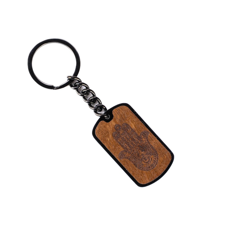 Wooden Keychain - Hamsa - Imbuia (1)