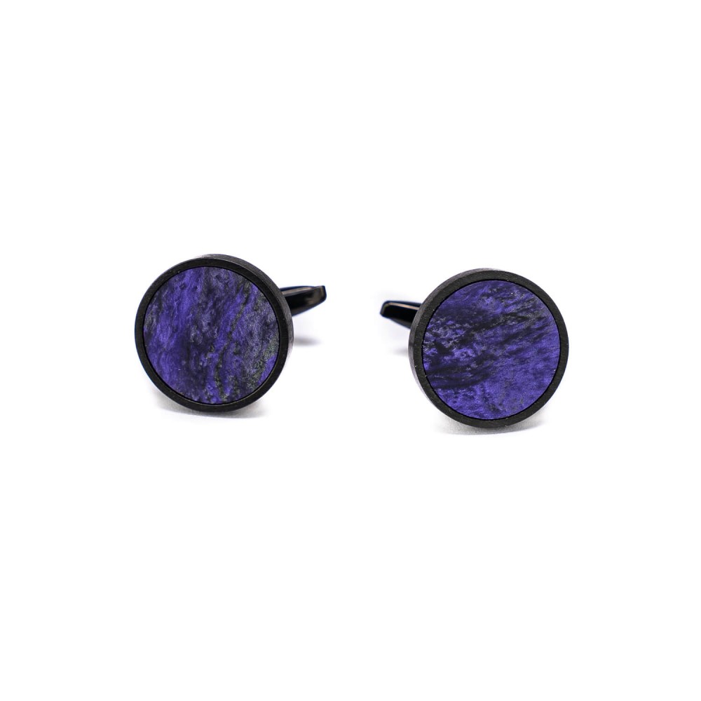 Cufflinks Bewood Unique - Violet - Black - 18mm (1)