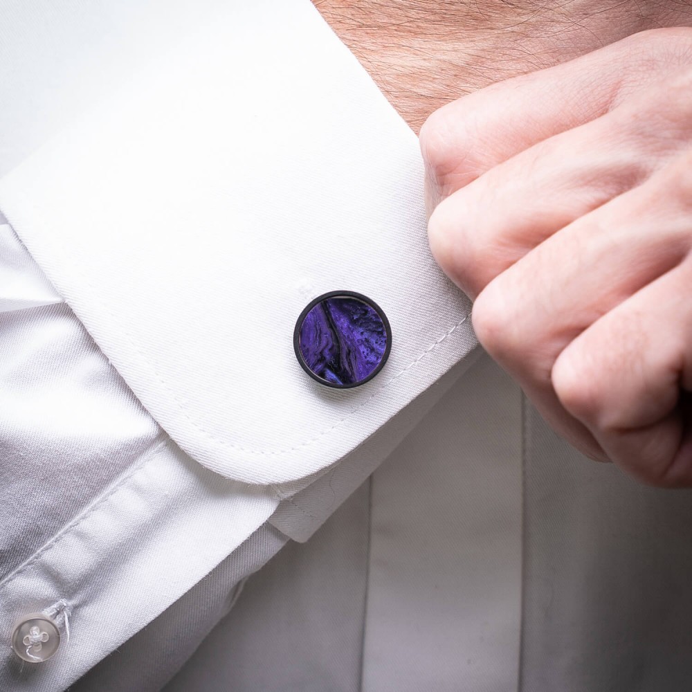 Cufflinks Bewood Unique - Violet - Black - 18mm (2)