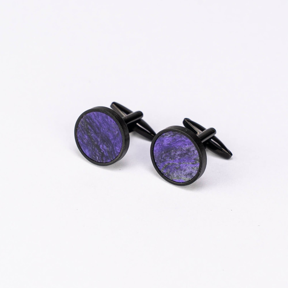 Cufflinks Bewood Unique - Violet - Black - 18mm (3)