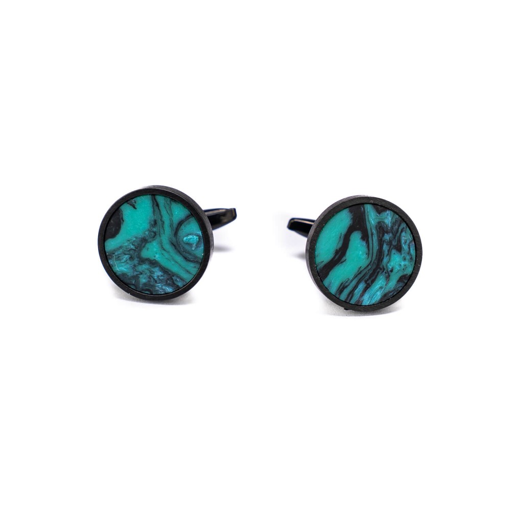 Spinki do mankietów Bewood Unique - Turquoise - Black - 18mm (1)