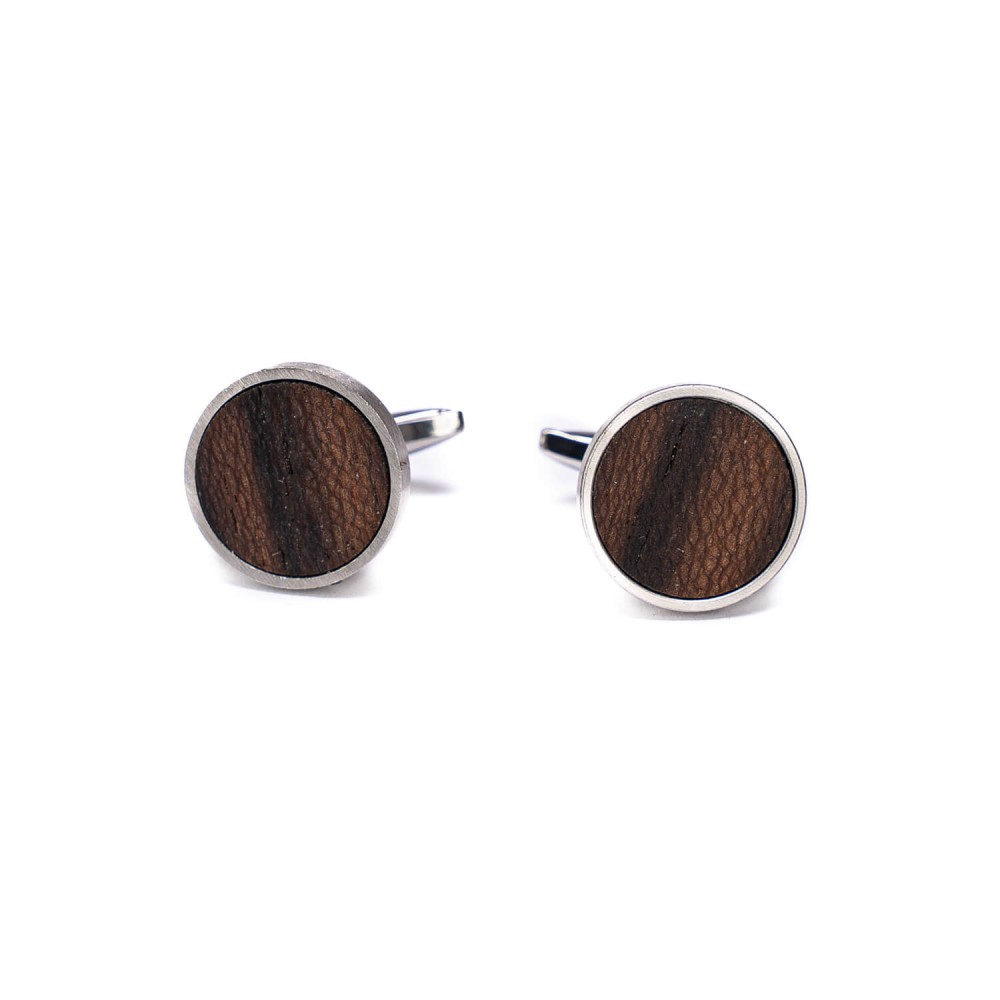 Cufflinks Bewood - Ziricote - Silver - 18mm (1)