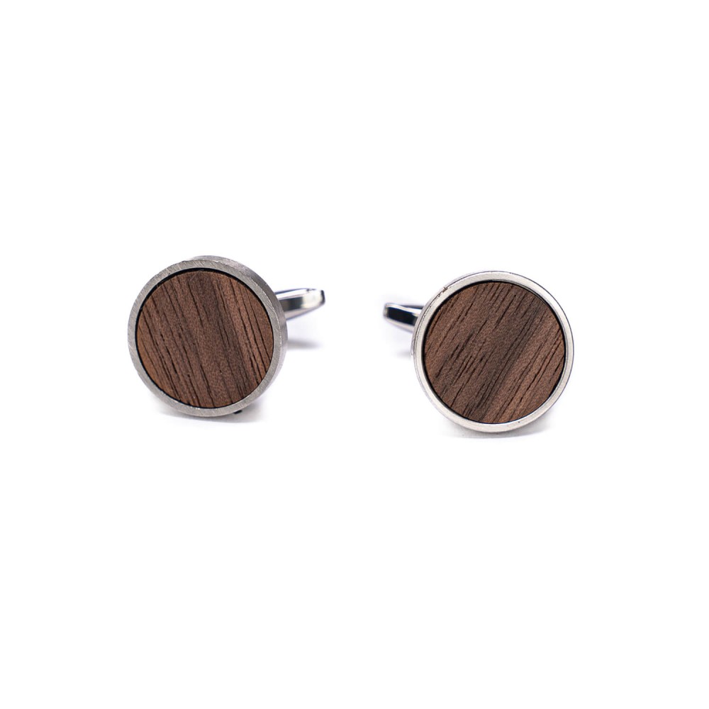Cufflinks Bewood - American Walnut - Silver - 18mm (1)