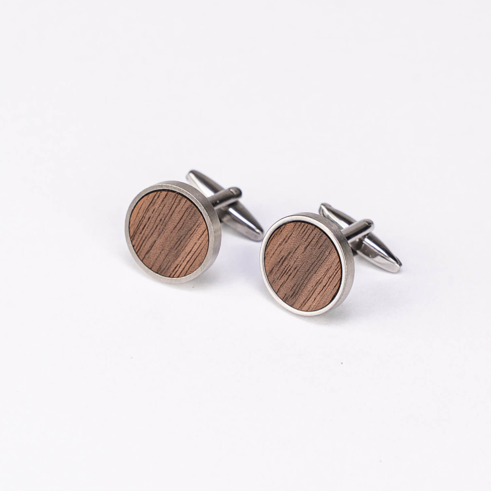 Cufflinks Bewood - American Walnut - Silver - 18mm (3)