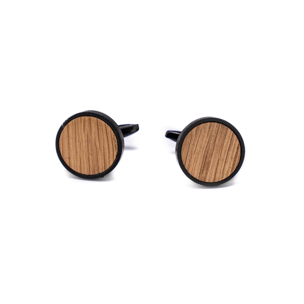 Cufflinks Bewood  - American Walnut - Black - 18mm (1)