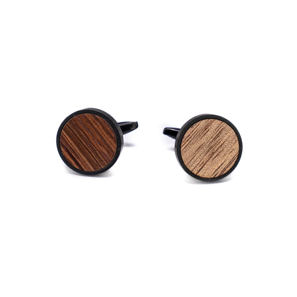 Cufflinks Bewood  - Mango - Black - 18mm (1)
