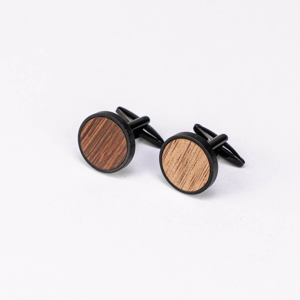 Cufflinks Bewood  - Mango - Black - 18mm (3)