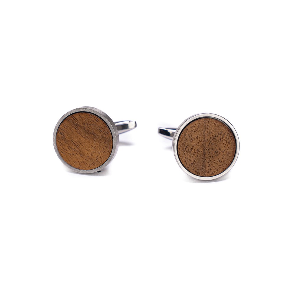 Cufflinks Bewood - Imbuia - Silver - 18mm (1)