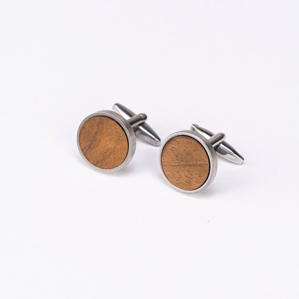 Cufflinks Bewood - Imbuia - Silver - 18mm (3)