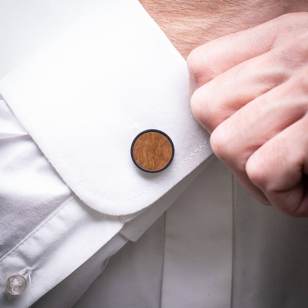 Cufflinks Bewood  - Imbua - Black - 18mm (2)