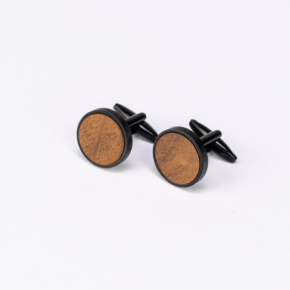 Cufflinks Bewood  - Imbua - Black - 18mm (3)