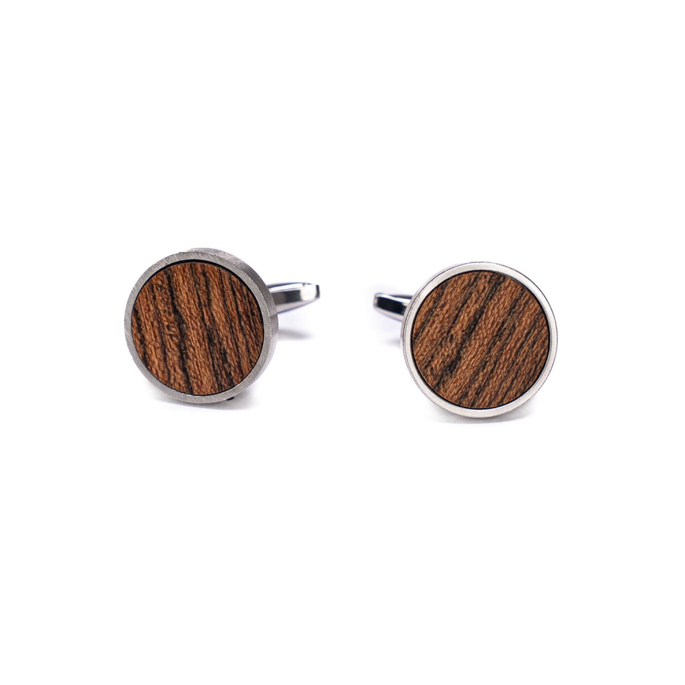 Cufflinks Bewood - Bocote - Silver - 18mm (1)