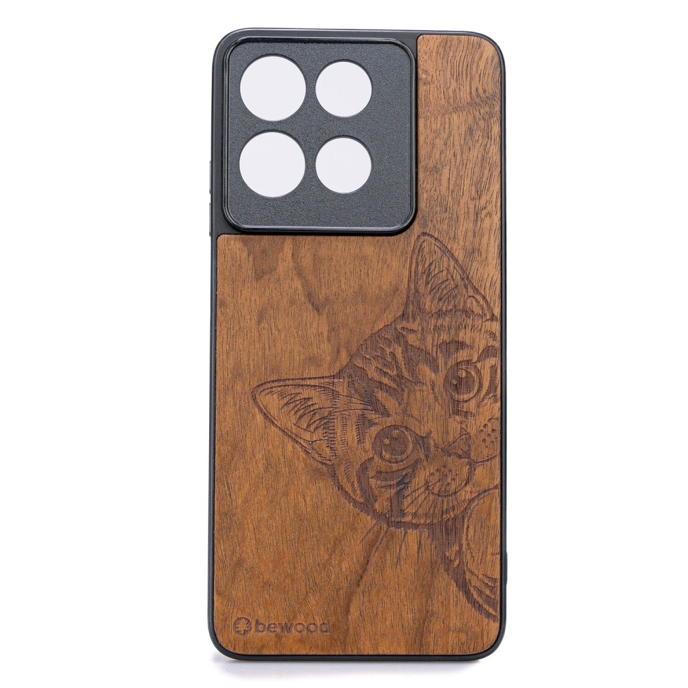 Drewniane Etui Bewood do Motorola G56 5G CAT LOVER IMBUIA (1)