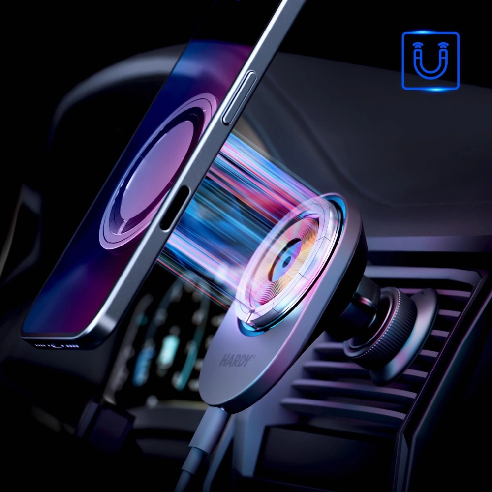Uchwyt samochodowy / ładowarka indukcyjna 3mk Hardy AeroCharger 15W MPP Qi2 Black (4)