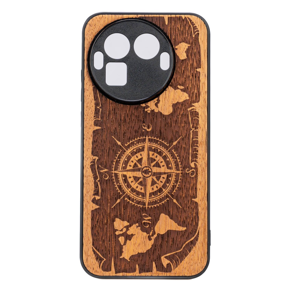 Drewniane Etui Bewood do Realme GT 8 Pro RÓŻA WIATRÓW MERBAU (1)
