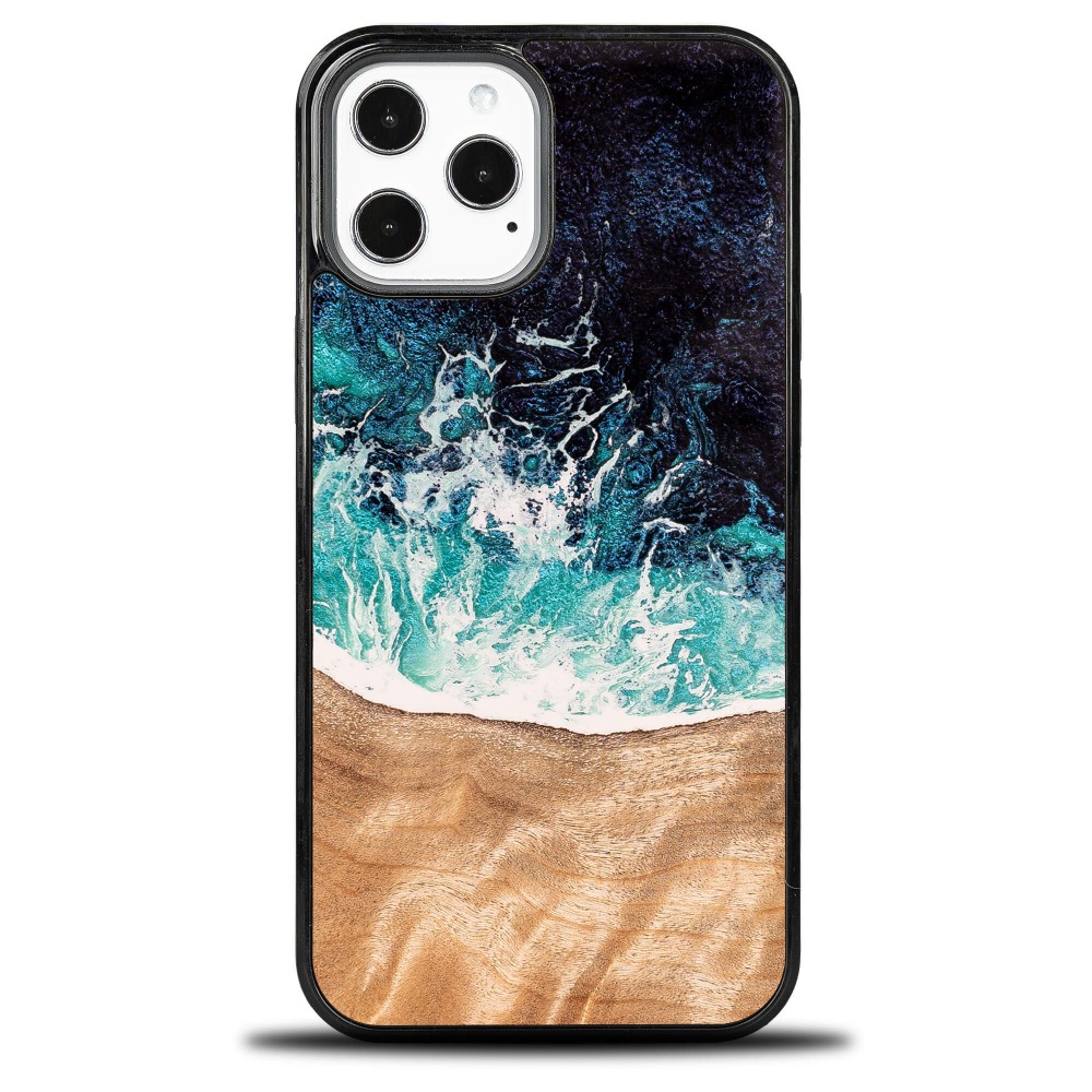 Bewood Unique Dream Island, elegantes Holz Case, Schutz für Handy, Blau-Braun