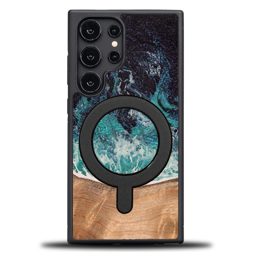 Bewood Unique Dream Island, elegantes Holz Case, Schutz für Handy, Blau-Braun
