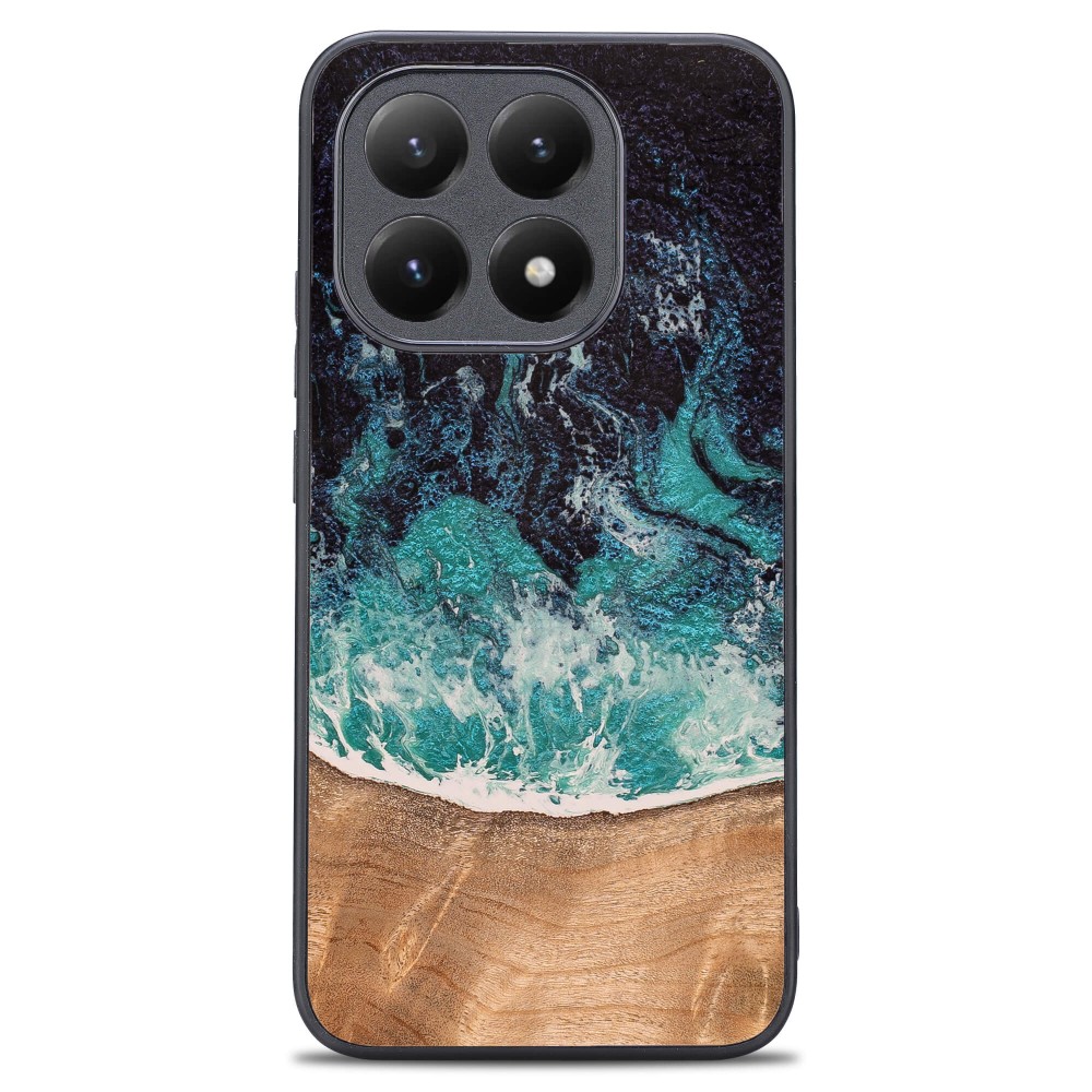 Bewood Unique Dream Island, elegantes Holz Case, Schutz für Handy, Blau-Braun