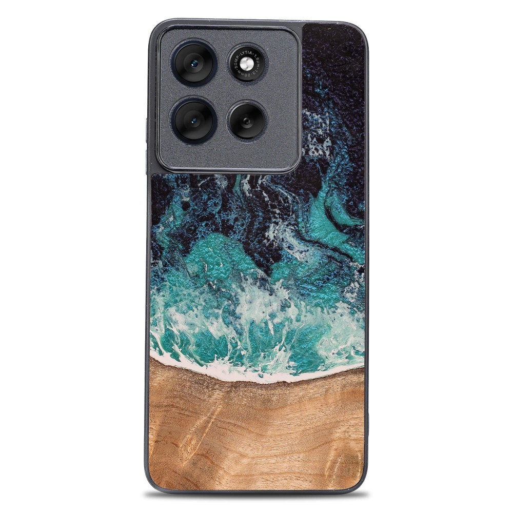 Bewood Unique Dream Island, elegancki drewniany case, ochrona telefonu, niebiesko-brązowy
