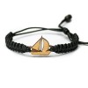 Wooden Bracelet Sail Boat Anigre Cotton