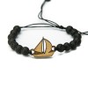 Wooden Bracelet Sail Boat Anigre Stone