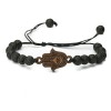 Wooden Bracelet Hamsa Merbau Stone