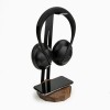 Wood Headphone Stand with QI Charger 15W - Black - Walnut