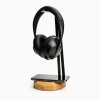 Wood Headphone Stand with QI Charger 15W - Black - Oak