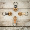 Wooden Keychain Leather Geometric Bear Anigre