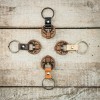 Wooden Keychain Leather Geometric Deer Merbau