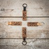 Wooden Personalized Leather Map Keychain Plus Your Text Merbau