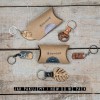 Wooden Personalized Leather Keychain House Plus Initials Anigre