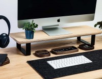 Monitor Stand Desk Shelf Bewood - Black - Oak - Short