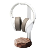 Wood Headphone Stand Geometric - White - Walnut