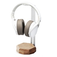 Wood Headphone Stand Geometric  White  Oak