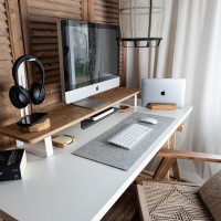 Monitor Stand Desk Shelf Bewood - White - Oak - Long