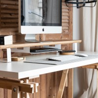 Monitor Stand Desk Shelf Bewood - White - Oak - Long