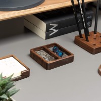 Wooden Organizer Small Double Box - Walnut