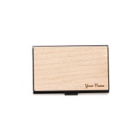 Personalized Wooden Business Card Holder Black - Your Inscription - Design