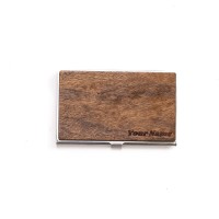 Personalizowany Wizytownik Drewniany Inox - Twój Napis - Zaprojektuj