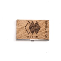 Personalizowany Wizytownik Drewniany Inox - Twoje Logo - Zaprojektuj