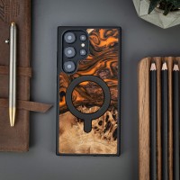 Etui Bewood Unique na Samsung Galaxy S24 Ultra - Orange z MagSafe