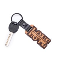 mini: Drewniany Personalizowany Brelok Leather LOVE  Plus Twój Tekst Merbau - Czarny (2)