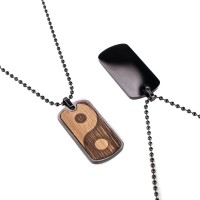 mini: Dog tag Bewood Yin Yang Oak Black (2)